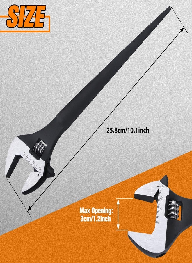 مفتاح ربط قابل للتعديل من LEONTOOL مقاس 8 بوصات مصنوع من أكسيد أسود للإنشاءات مع مقياس SAE ومقياس متري، يحمل علامة للصواميل والمسامير التي يصل قطرها إلى 30 مم، وفتحات المحاذاة، ومخل الذيل. - Image 4