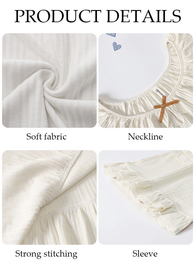 DUNISO Women's Short Sleeve Nightgown Sweet Pajama Dress Sleepwear Girls Comfortable V Neck Nightwear Summer Home Wear Lounge Dress - Image 3