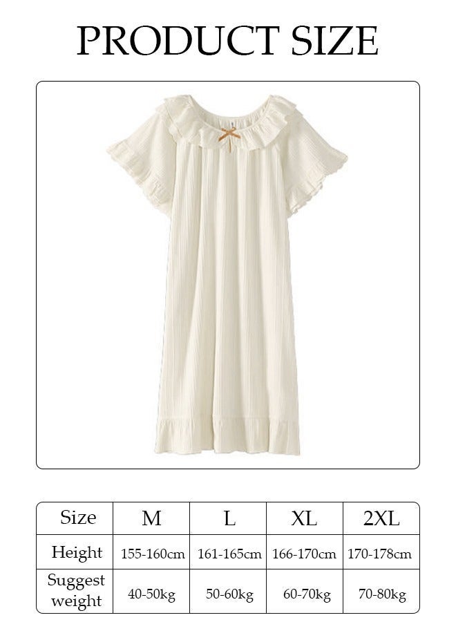 DUNISO Women's Short Sleeve Nightgown Sweet Pajama Dress Sleepwear Girls Comfortable V Neck Nightwear Summer Home Wear Lounge Dress - Image 2