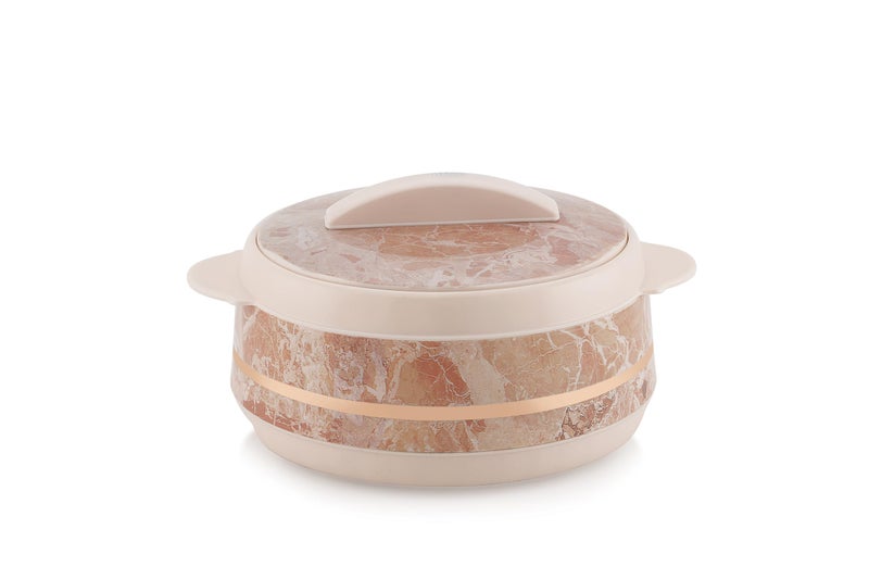 LIZA Round Marble Finish Casserole with Stainless Steel Inner | PU Insulated | BPA Free | Easy To Carry | Odour Proof | Food Grade | Ideal for Hot & Cold Food (BEIGE, 1600ML) - Image 4