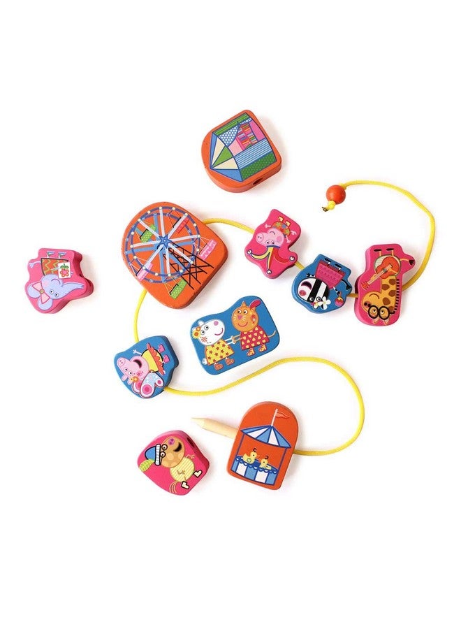 Shumee Wooden Pretend Play Lacing Toy Blocks- Peppa Pig Carnival Themed (3 Years+) | Pretend Play | Eco Friendly & Safe | Handcrafted in India | Non Toxic - Image 5