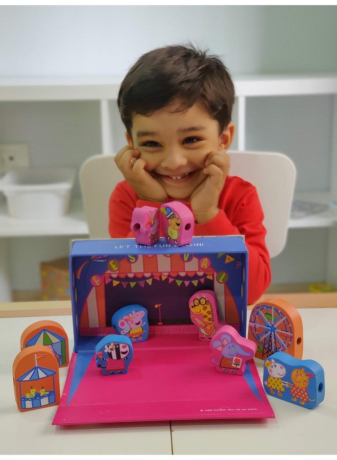 Shumee Wooden Pretend Play Lacing Toy Blocks- Peppa Pig Carnival Themed (3 Years+) | Pretend Play | Eco Friendly & Safe | Handcrafted in India | Non Toxic - Image 3