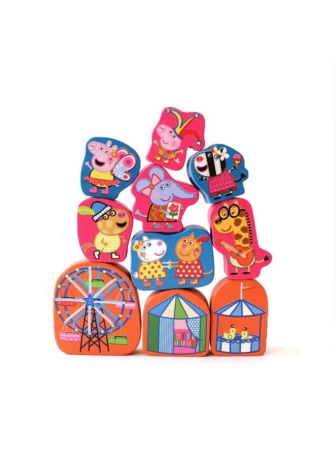 Shumee Wooden Pretend Play Lacing Toy Blocks- Peppa Pig Carnival Themed (3 Years+) | Pretend Play | Eco Friendly & Safe | Handcrafted in India | Non Toxic - Image 4