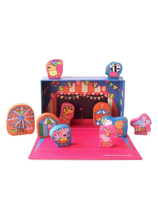 Shumee Wooden Pretend Play Lacing Toy Blocks- Peppa Pig Carnival Themed (3 Years+) | Pretend Play | Eco Friendly & Safe | Handcrafted in India | Non Toxic - Image 1