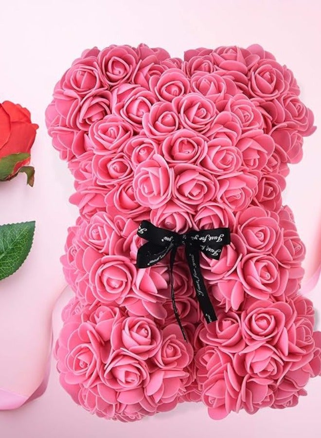 Vitacelli Rose Bear Gift Rose Teddy Bear On Every Rose Bear Flower Bear Perfect for Anniversaries Clear Gift Box Included Pink 10Inch Height - Image 2