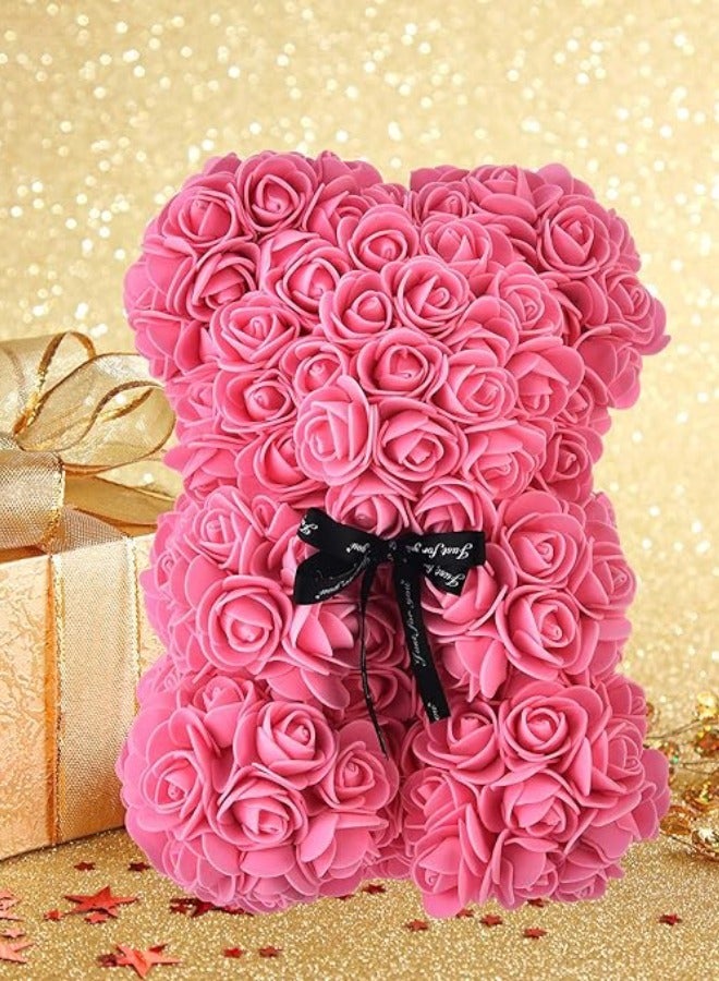 Vitacelli Rose Bear Gift Rose Teddy Bear On Every Rose Bear Flower Bear Perfect for Anniversaries Clear Gift Box Included Pink 10Inch Height - Image 4