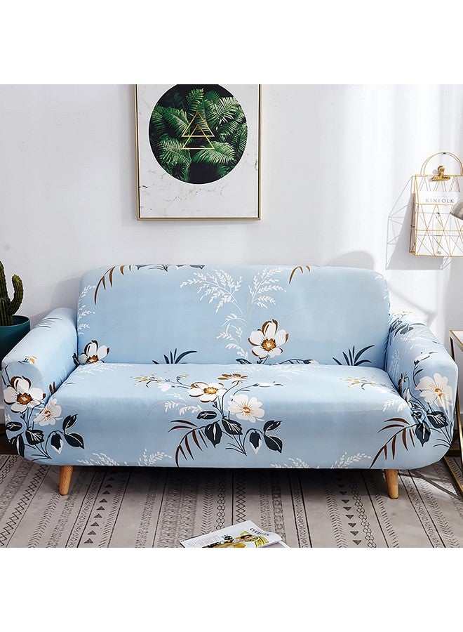 House of Quirk Universal Triple Seater Sofa Cover Big Elasticity Cover for Couch 140 GSM Sofa Slipcover (Sky Blue Big White, 185-230cm) - Image 1