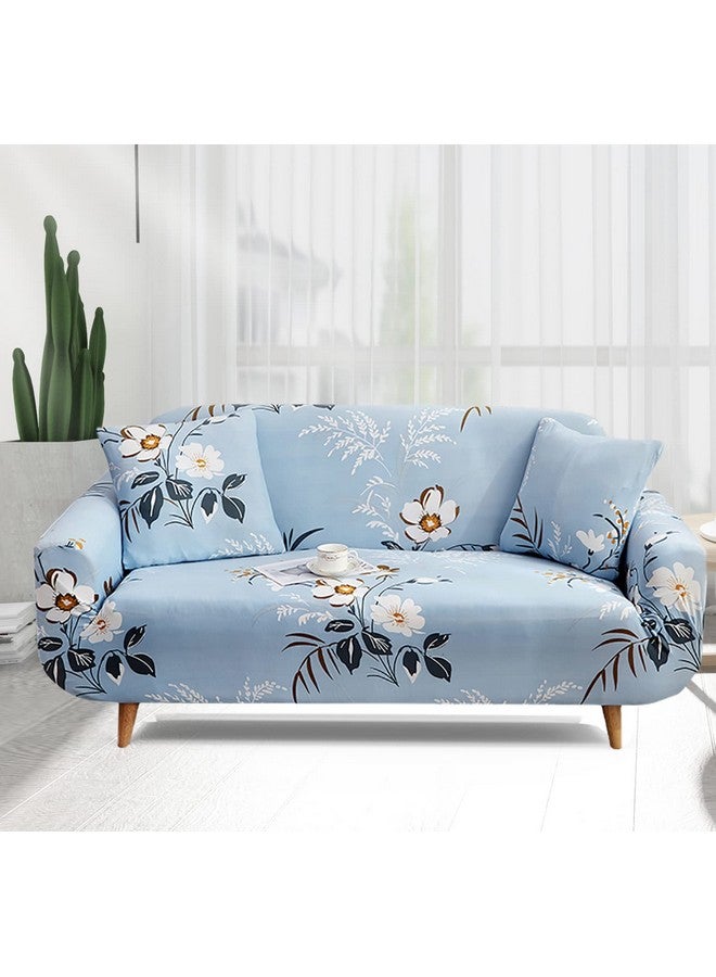 House of Quirk Universal Triple Seater Sofa Cover Big Elasticity Cover for Couch 140 GSM Sofa Slipcover (Sky Blue Big White, 185-230cm) - Image 3