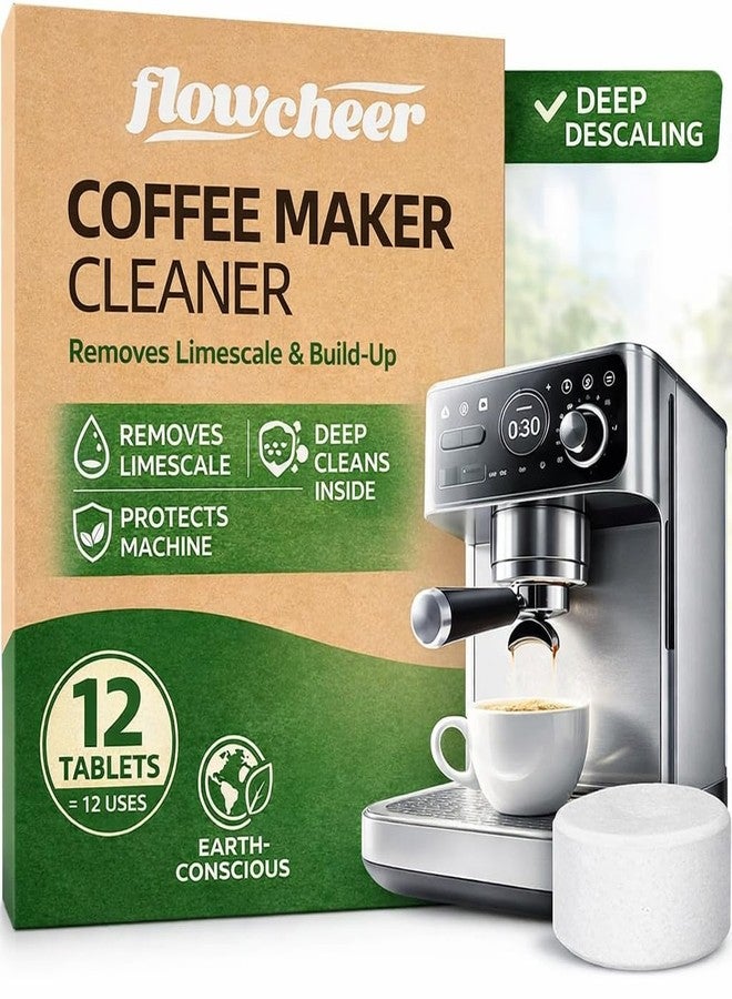 flowcheer Coffee Maker Cleaner & Descaler Tablets 12-Pack - Coffee Machine Tablets for Keurig,Nespresso,Jura, Breville, Ninja, Deep Cleaning Coffee Pot Cleaner and Descaler for All Espresso Machines - Image 1