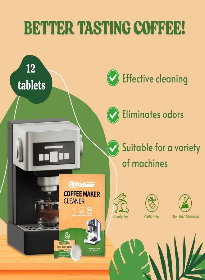 flowcheer Coffee Maker Cleaner & Descaler Tablets 12-Pack - Coffee Machine Tablets for Keurig,Nespresso,Jura, Breville, Ninja, Deep Cleaning Coffee Pot Cleaner and Descaler for All Espresso Machines - Image 2