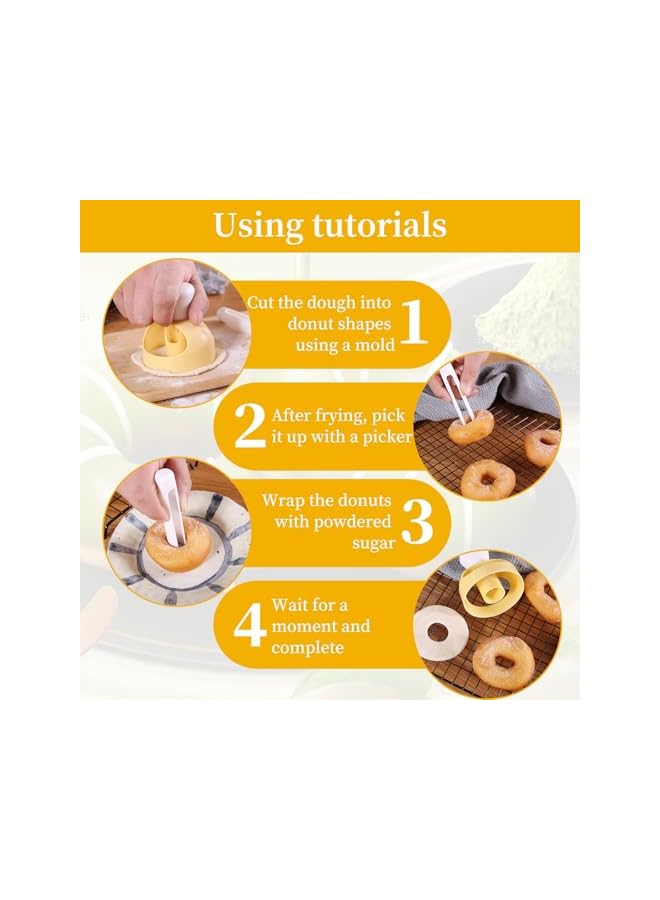 S-TOP Non-Stick Donut Cutter Mold Set with Dipping Plier, Doughnut Maker DIY Baking Tool, Non-Stick Mould for Cake, Pastry, Easy to Use and Clean DIY Doughnut Baking Tool - Image 2