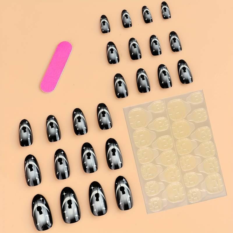 FASHIONHARBOUR Fashionharbour 24 Reusable Artificial Fake Nail Set Lightweight Long Lasting Easy To Use Quick Fix For Festivals Special Occasions - Image 3