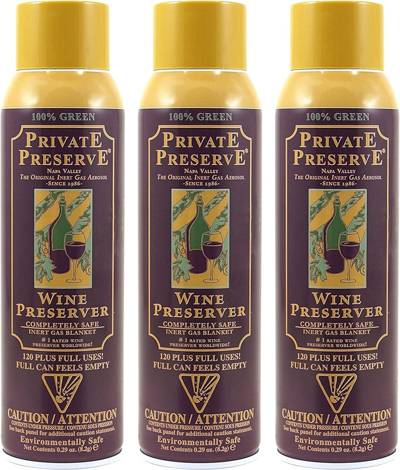 Private Preserve نظام حفظ النبيذ برايفت بريفير | يعتمد على غاز أخضر 100% | مناسب لجميع أنواع النبيذ، بورت، ساكي، كونياك، ويسكي، زيت وخل فاخر (عبوة من 3) - Image 1