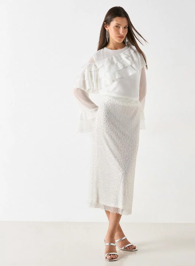 ايكونيك تنورة ضيّقة مزيّنة باللؤلؤ من آيكونيك