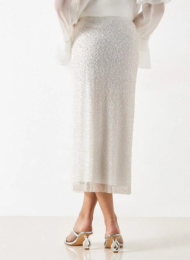 Iconic Iconic Pearl Embellished Pencil Skirt