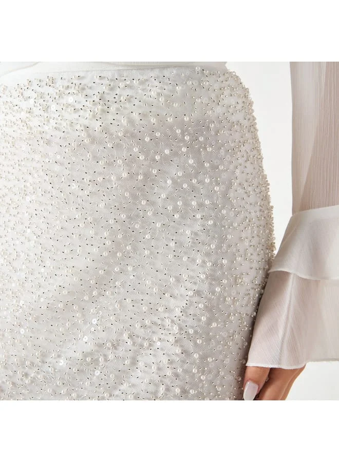 Iconic Iconic Pearl Embellished Pencil Skirt