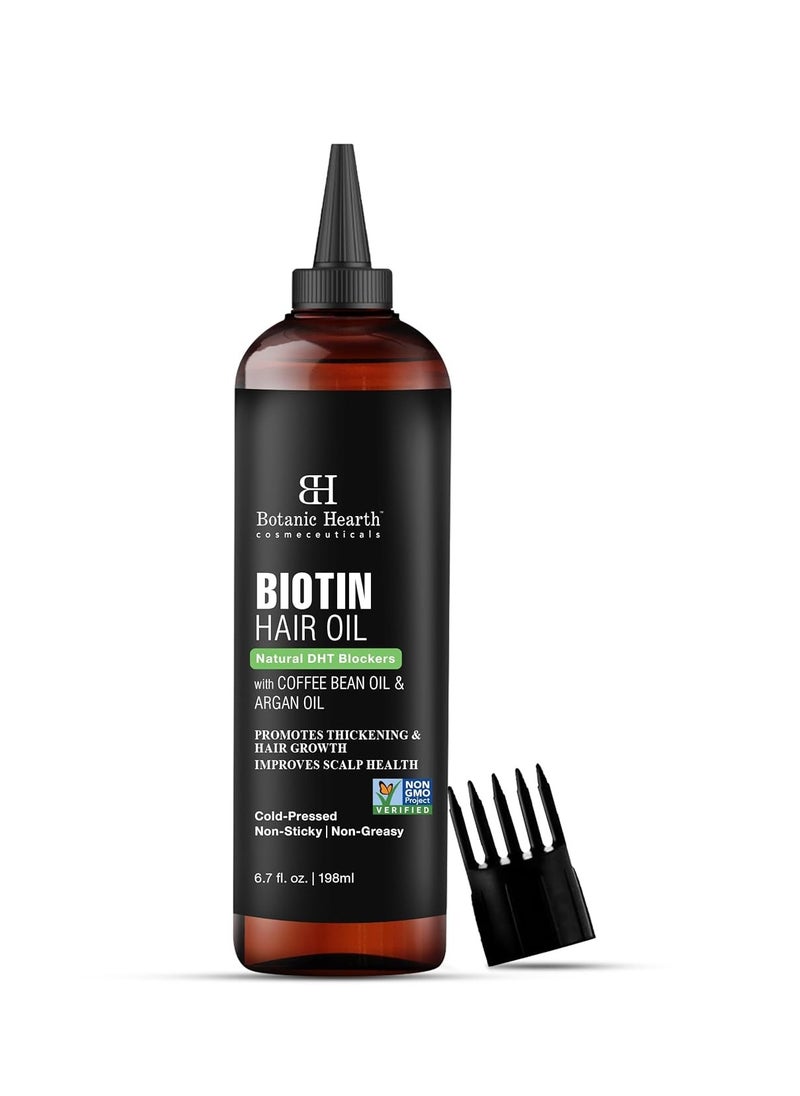 Botanic Hearth Botanic Hearth Biotin Hair Oil For Hair Growth (6.7 fl oz) | Infused With Coffee Bean Oil & Argan Oil | Hair Strenghtening Treatment | Nourishing & Volumizing | Non GMO Verified  - Image 1