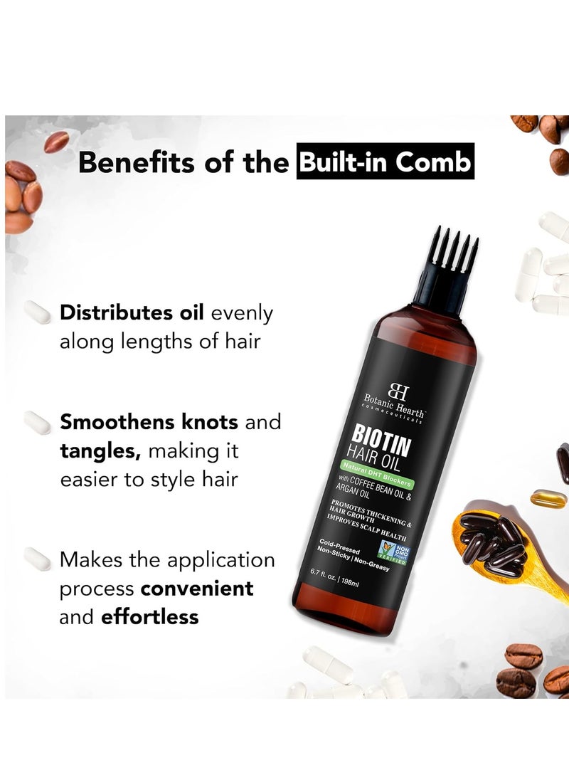 Botanic Hearth Botanic Hearth Biotin Hair Oil For Hair Growth (6.7 fl oz) | Infused With Coffee Bean Oil & Argan Oil | Hair Strenghtening Treatment | Nourishing & Volumizing | Non GMO Verified  - Image 2
