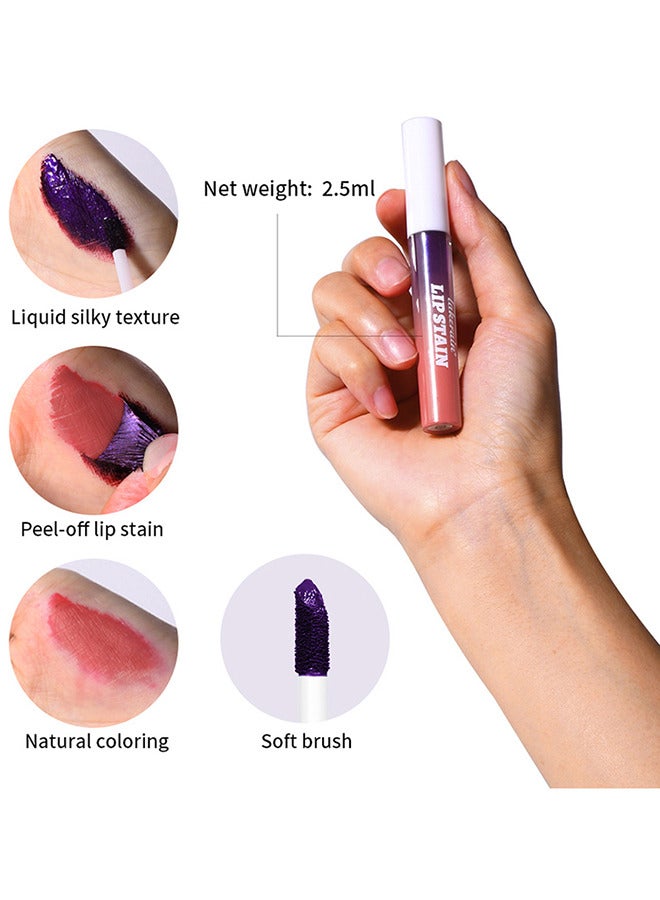 Peel Off Lip Tint Stain 3 Pieces, Lip Stain Peel Off Tattoo, Waterproof Transfer Proof Long Lasting Lip Stain Tint Lip Large, Highly Pigmented Matte Finish Lipstick