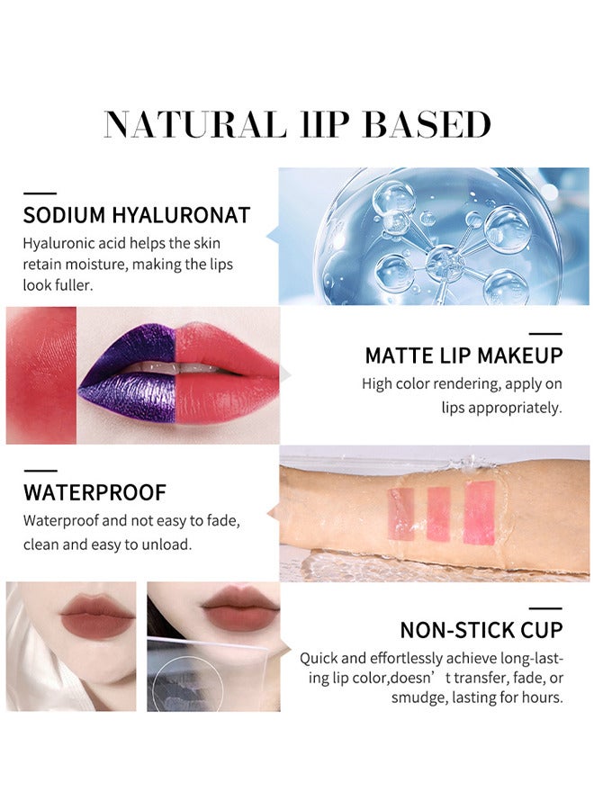 Peel Off Lip Tint Stain 3 Pieces, Lip Stain Peel Off Tattoo, Waterproof Transfer Proof Long Lasting Lip Stain Tint Lip Large, Highly Pigmented Matte Finish Lipstick