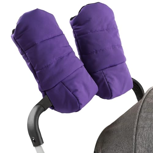 Zsedrut Stroller Gloves Universal Winter AntiFreeze Stroller Mittens Water Repellent Hand Warmer Muff Fleece LinedWinter Stroller Accessories Purple - Image 1