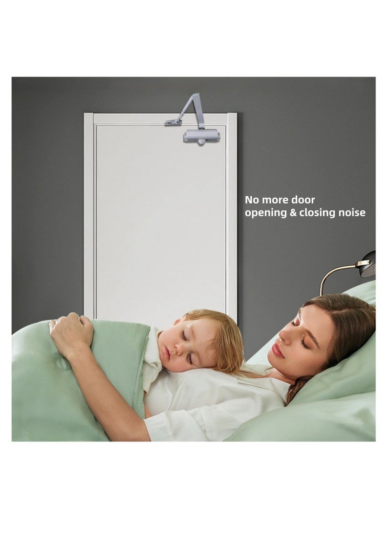 NOVOLAN Automatic Door Closers, Quiet & Easy-to-Install Door Closure Solution, Adjustable Buffering Mechanism, Ideal for Doors Weighing 45-65KG, Prevents Finger Pinching, Aluminum Alloy Construction - Image 3