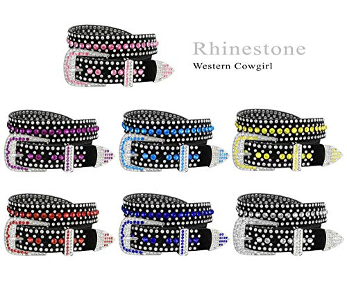 Belts.com Women Rhinestone Belt Fashion Western Cowgirl Bling Studded Design Suede Leather Belt 1-1/4"(32mm) wide (Crystal, 38'' XL) - Image 5