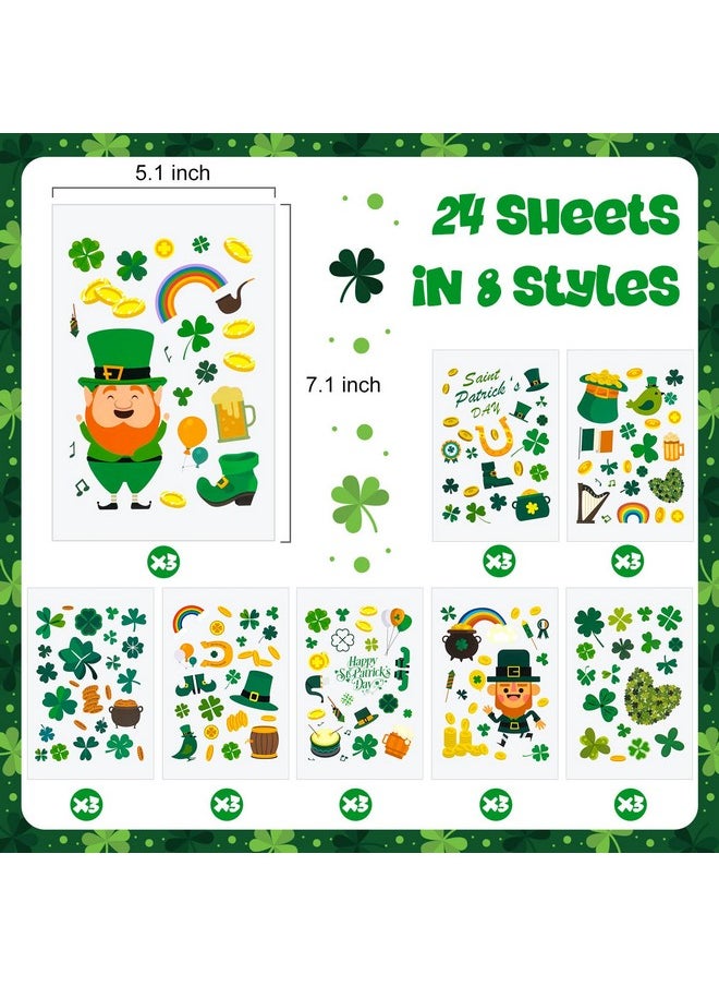 FFNIU - 600 Pcs St. Patrick'S Day Stickers Lucky Shamrock Sticker Beer Gold Coin Rainbow Gold Stickers For Kids School Party Decorations Party Supplies 24 Sheets - Image 1