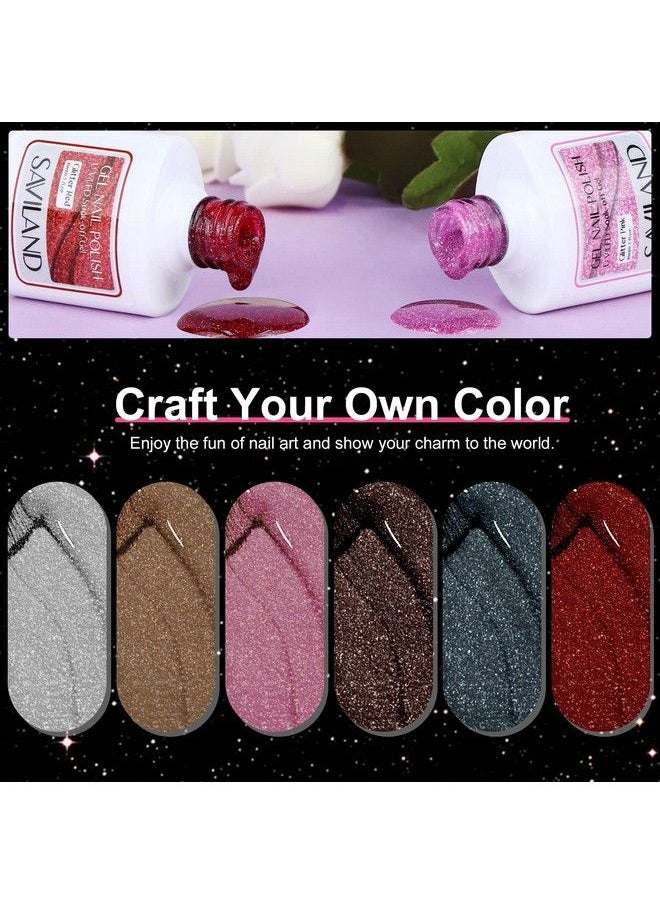 Saviland Glitter Gel Polish Set  6 Colors 10Ml Reflective Gel Nail Polish Kit Sparkly Shiny Soakoff U V Led Nail Art Gel Manicure Starter Set Arctic Light Series For Nail Salon Home Diy  - Image 3