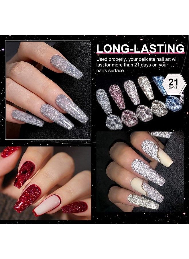 Saviland Glitter Gel Polish Set  6 Colors 10Ml Reflective Gel Nail Polish Kit Sparkly Shiny Soakoff U V Led Nail Art Gel Manicure Starter Set Arctic Light Series For Nail Salon Home Diy  - Image 4