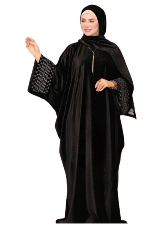 إسدال قطيفة مطرز صلاة واستقبال وخروج حريمي خامة قطيفة چنچاه تقيلة - Image 1