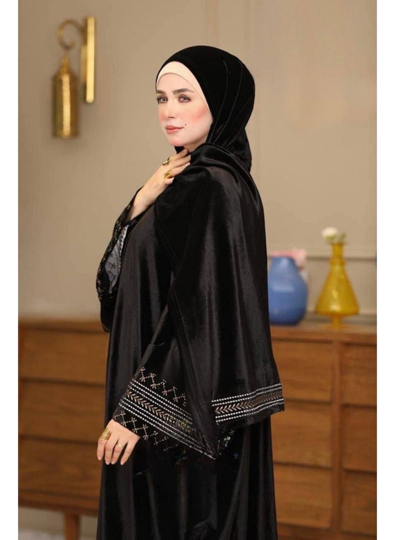 إسدال قطيفة مطرز صلاة واستقبال وخروج حريمي خامة قطيفة چنچاه تقيلة - Image 3