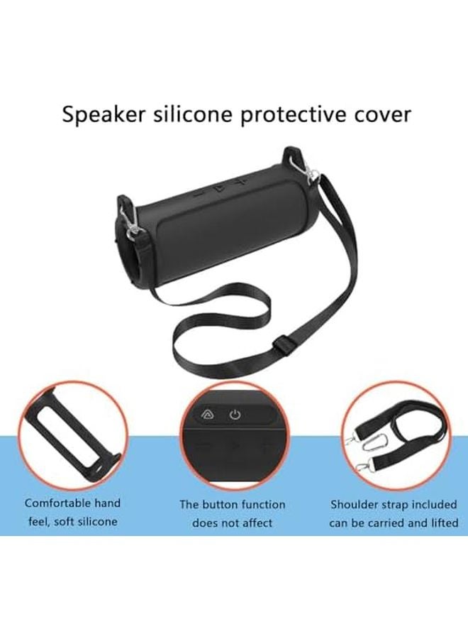 غطاء سيليكون أسود واقي، غطاء مضغوط خفيف الوزن يوفر حماية كاملة وسهل التنظيف لمكبرات الصوت - Image 4