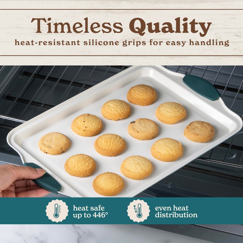 Country Kitchen Nonstick Stackable Bakeware Set - Heavy Duty, Durable, Easy Release Baking Set, Sage, 4 Pcs - Image 5