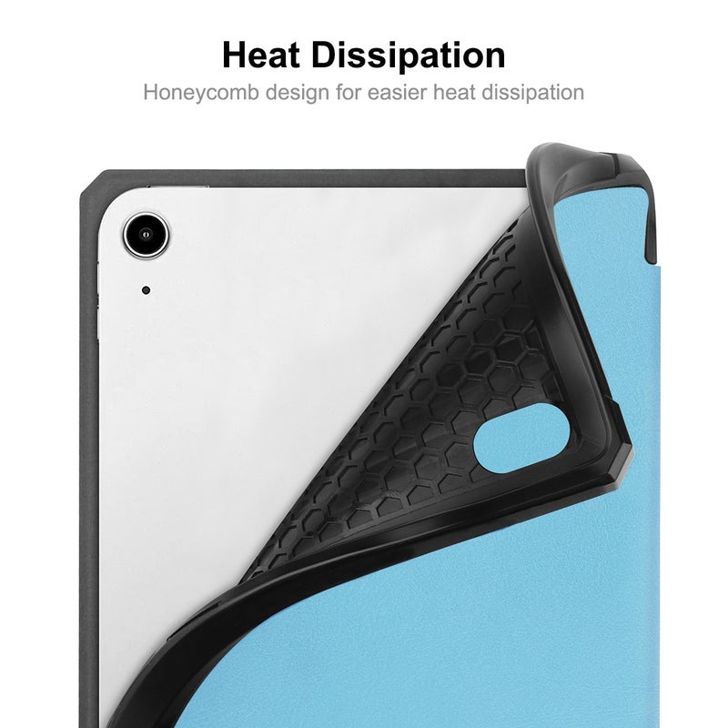 إنكاي حافظة جلدية قابلة للطي أفقيًا لجهاز iPad Mini 2024 / Mini 6 بتصميم أنيق من البولي يوريثان الحراري والبولي يوريثان مع حامل ثلاثي الطي وخاصية السكون/الاستيقاظ وحامل قلم (أزرق فاتح) - Image 5