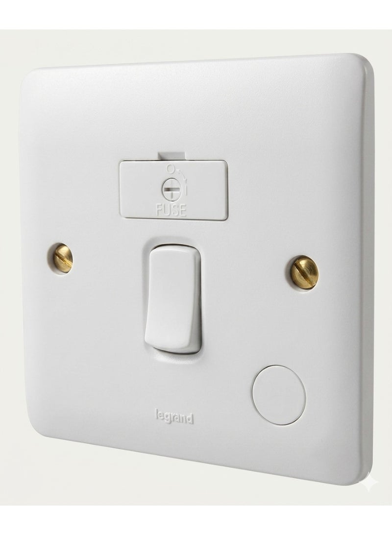 Legrand Synergy White Fused Connection Unit Double Pole Plate Switch with Cord Outlet 13A 250V, Model 730036