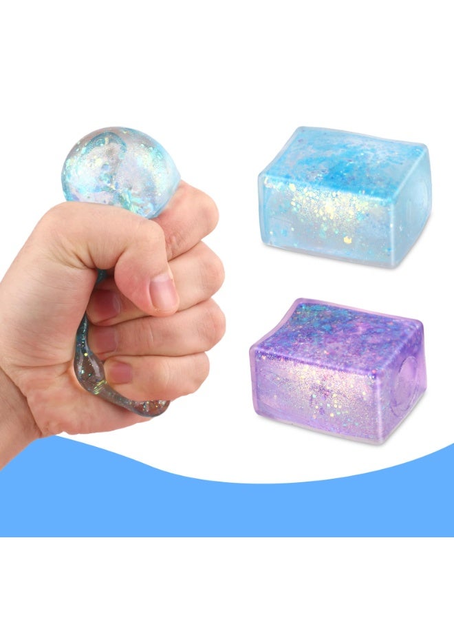HaHaHai Ice Cube Stress Ball Sensory Toys Set, Party Favors Squeeze Kids Toys, Stress Relief Toy with Aurora Sequin, Anxiety Stress Relief Sensory Fidget Ball for Special Needs and Office(5 Pcs) - Image 5