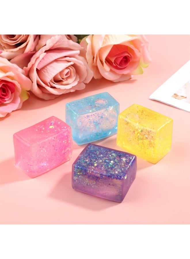 HaHaHai Ice Cube Stress Ball Sensory Toys Set, Party Favors Squeeze Kids Toys, Stress Relief Toy with Aurora Sequin, Anxiety Stress Relief Sensory Fidget Ball for Special Needs and Office(5 Pcs) - Image 3