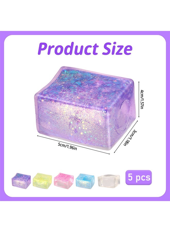 HaHaHai Ice Cube Stress Ball Sensory Toys Set, Party Favors Squeeze Kids Toys, Stress Relief Toy with Aurora Sequin, Anxiety Stress Relief Sensory Fidget Ball for Special Needs and Office(5 Pcs) - Image 2