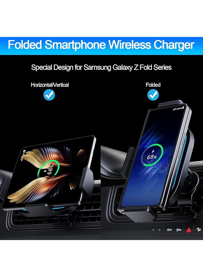 KASTWAVE Wireless Car Charger For Galaxy Z Fold 5/4/3, 15W Fast Charging Car Mount, Air Vent Charging Car Phone Holder - Image 3