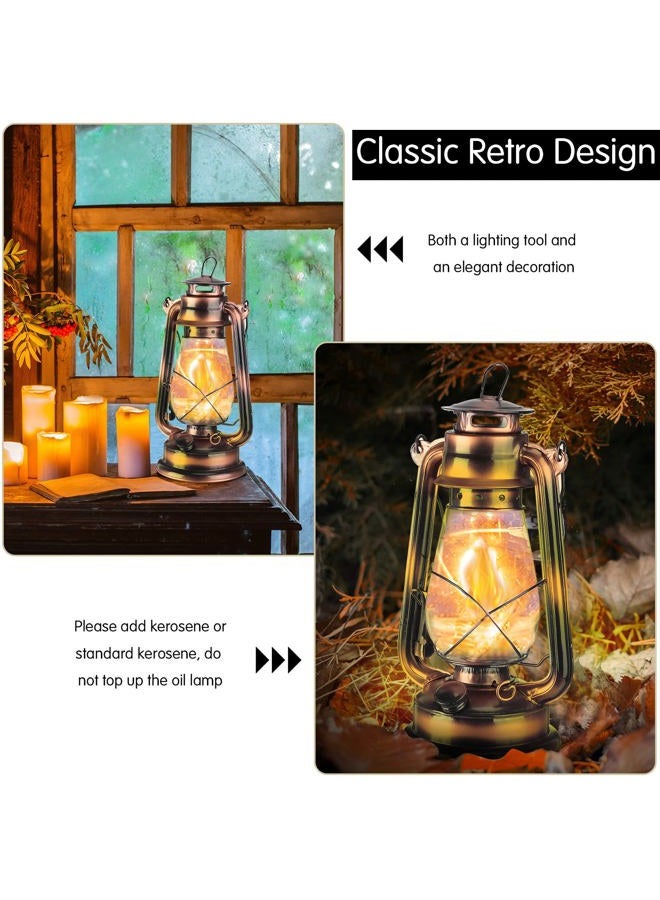 Riakrum 4 Pieces Oil Lamp 12 Inch Hurricane Lantern Kerosene Lamp Oil Lantern Fuel Camping Lanterns Burning Lantern Metal Hanging Lantern with Wick for Indoor Party Decorations Home Camping Hiking (Bronze) - Image 4