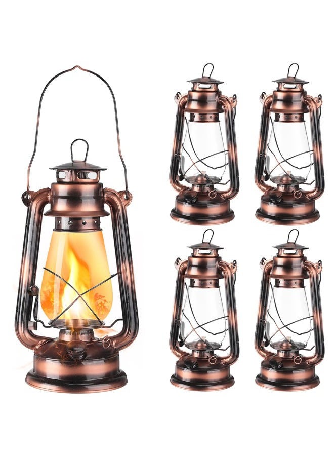 Riakrum 4 Pieces Oil Lamp 12 Inch Hurricane Lantern Kerosene Lamp Oil Lantern Fuel Camping Lanterns Burning Lantern Metal Hanging Lantern with Wick for Indoor Party Decorations Home Camping Hiking (Bronze) - Image 1