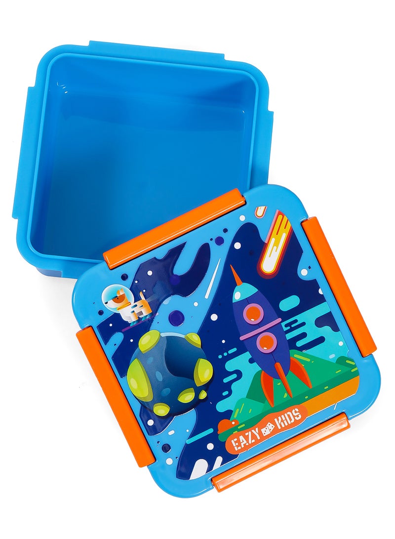 Eazy Kids صندوق غداء مصنوع من مواد خالية من BPA والفثالات، فضاء - أزرق، 650 مل - Image 4