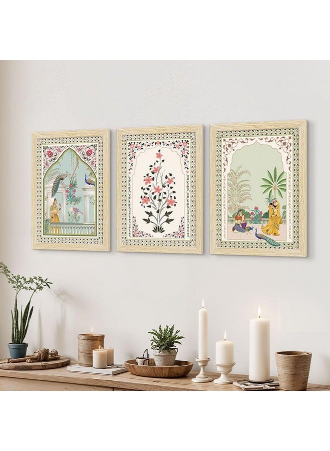 ArtX Paper Indian Rangmala Madhubani Art Paintings with Frame for Home Decor, Wall Painting for Living Room, Multicolor, Natural Wood Color Frames, Set of 6 - Image 4