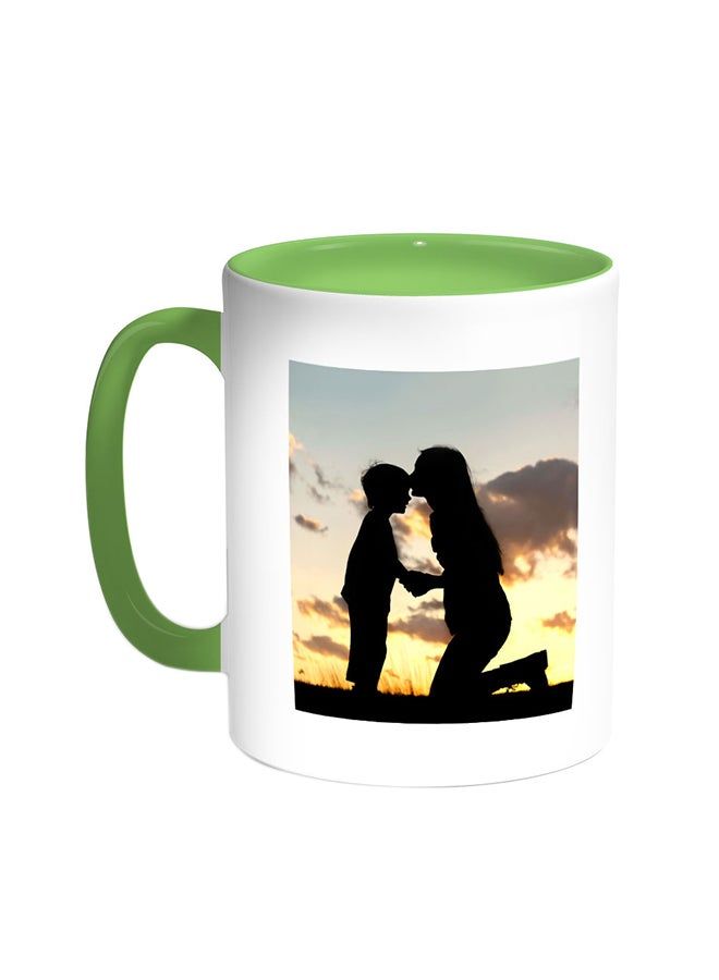 RKN Mother And Child Printed Coffee Mug Green White 11 ounce - Image 2
