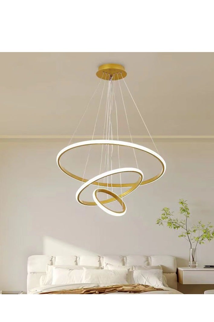 يزما العالمية ثريات LED حديثة ذكية، ثريا LED دائرية معاصرة قابلة للتعتيم بثلاث حلقات مع جهاز تحكم عن بعد لاسلكي ذكي من BT، ثريا LED 72 واط، 3 ألوان في لون واحد، مصباح معلق في السقف - Image 1