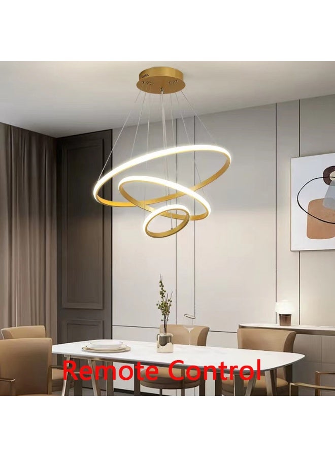 يزما العالمية ثريات LED حديثة ذكية، ثريا LED دائرية معاصرة قابلة للتعتيم بثلاث حلقات مع جهاز تحكم عن بعد لاسلكي ذكي من BT، ثريا LED 72 واط، 3 ألوان في لون واحد، مصباح معلق في السقف - Image 2