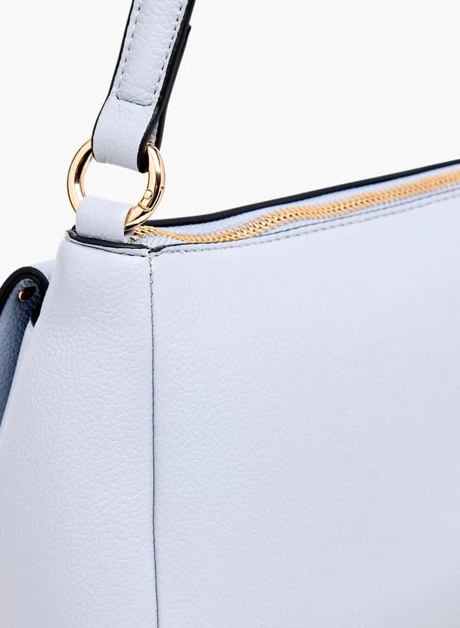 سيليست Solid Shoulder Bag with Zip Closure and Adjustable Handle