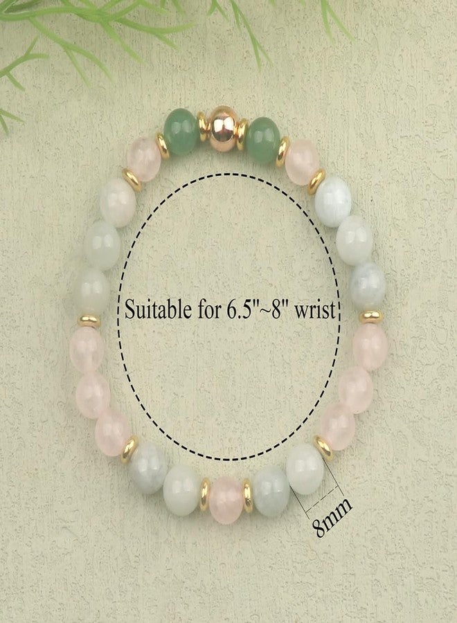 KSQS Healing Stone Bead Bracelet for Women, Natural Gemstones Balance Protection Bracelet, Spiritual Crystal Beads Bracelet Anxiety Relief with Meaning Card, Adjustable/One-size-fits-most, Stone, - Image 2