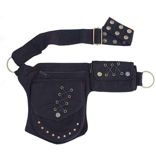KPYWZER Waist Bag for Women Fanny Pack Renaissance Faire Festival Lace Chest Pack Hip Bum Bag with Adjustable Belt Travel Outdoors Black - Image 1